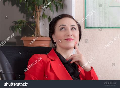 Business Woman Sitting Office Pensive Look Stock Photo 404349280 ...