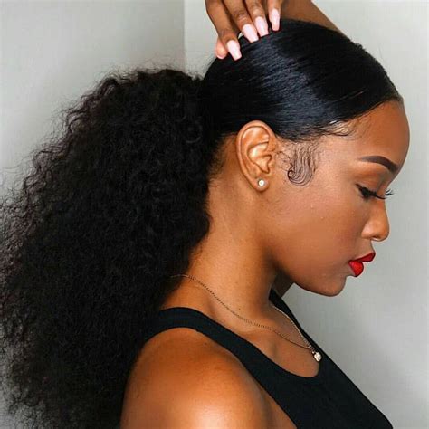 Afro Kinky Curly Human Ponytail Hair Piece For Black Women Brazilian ...