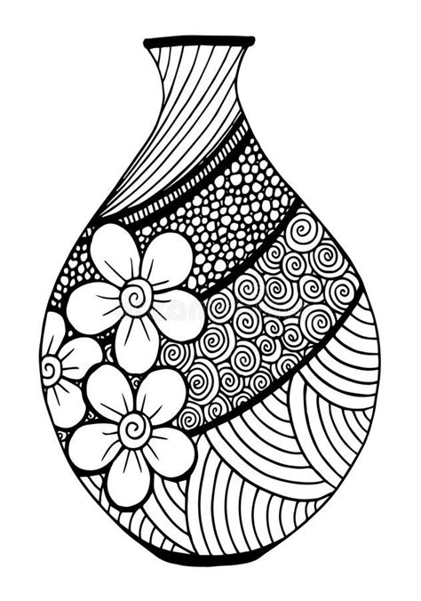 Beautiful black and white vase with floral decoration isolated vector ...