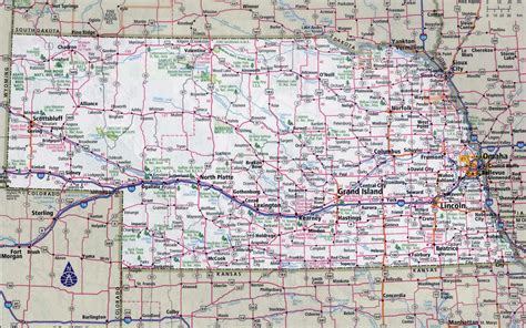 Large detailed roads and highways map of Nebraska state with cities ...