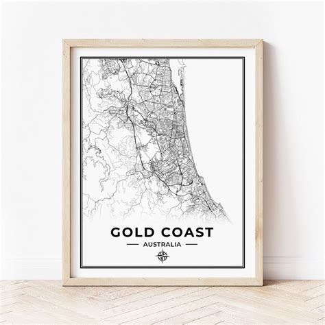 Gold Coast Map Print Map of Gold Coast Australia Digital - Etsy