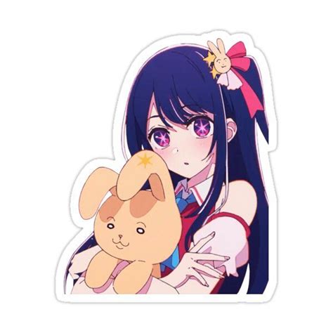 an anime girl with long hair holding a stuffed animal in her arms and ...