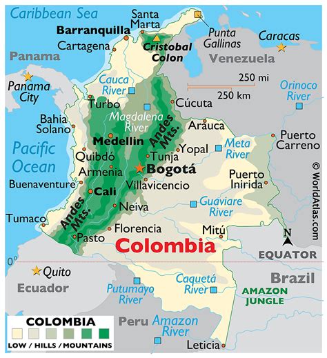 Map of Colombia - World Atlas