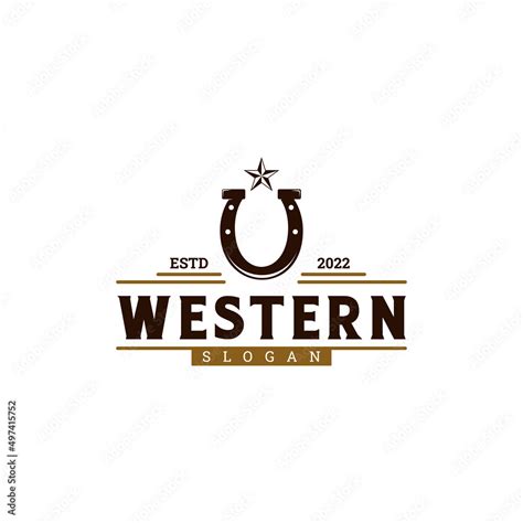 western logo design vintage, horseshoe with star logo emblem Stock ...