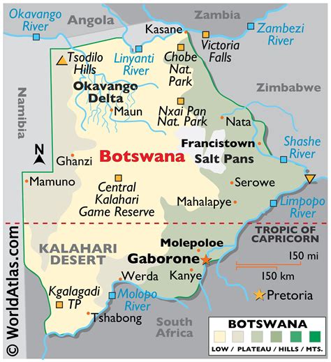 Map Of Botswana Showing All Villages