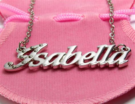 Name Necklace Isabella White Gold Plated 18ct Personalised - Etsy