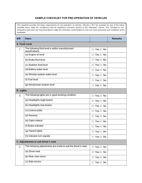 45 Best Vehicle Checklists (Inspection & Maintenance) ᐅ TemplateLab