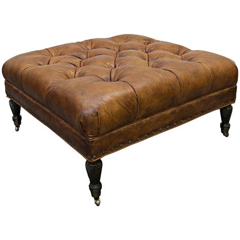 Large English Style Leather Tufted Chesterfield Ottoman with Gorgeous ...