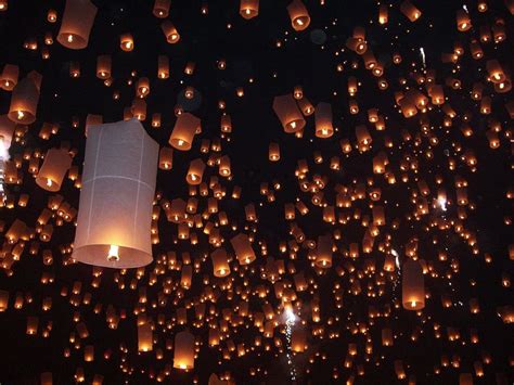 HD wallpaper: lighted sky lanterns on sky, the fullerton, hot air ...