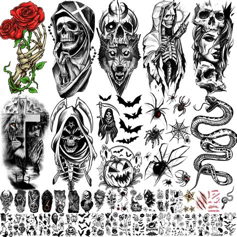 Buy 52 Sheets Black Temporary Tattoos for Kids Men and Women, Include ...