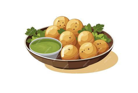 Premium Vector | Indian cuisine golgappa pani puri vector illustration