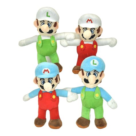 Super Mario Nintendo 7 Inch Fire & Ice Mario and Luigi 4 Pak Plush Toys ...