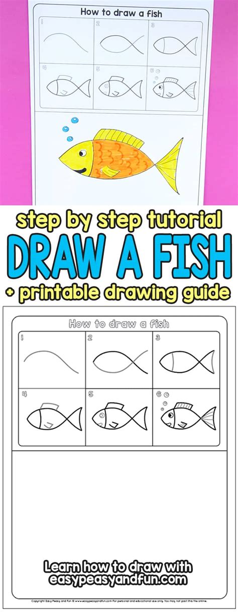 How to Draw a Fish Step by Step Tutorial for Kids + Printable - Easy ...