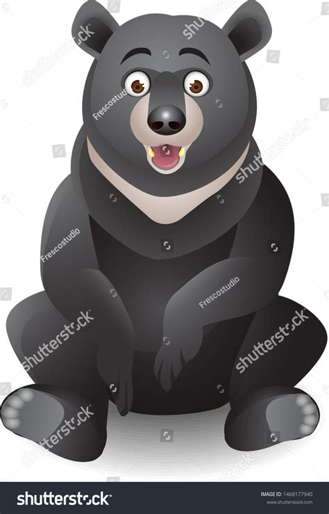 Cartoon Happy Black Bear Sitting Stock Vector (Royalty Free) 1468177940 ...