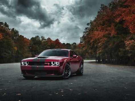 Wallpaper dodge challenger srt hellcat, muscle car, blood-red car ...