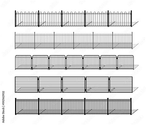 Various simple metal, wrought iron or steel fence silhouettes with ...