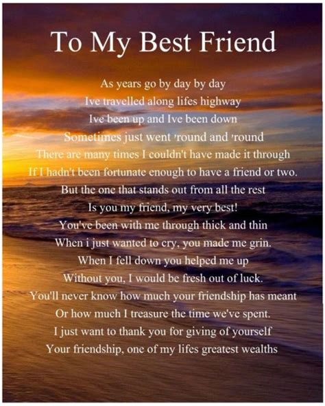 Personalised To My Best Friend Poem Birthday Christmas Gift Present ...