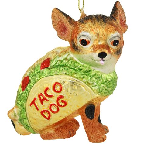 Chihuahua In Taco Glass Ornament