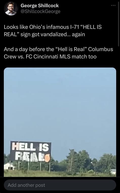 Hell is real sign vandalized… again : r/Ohio