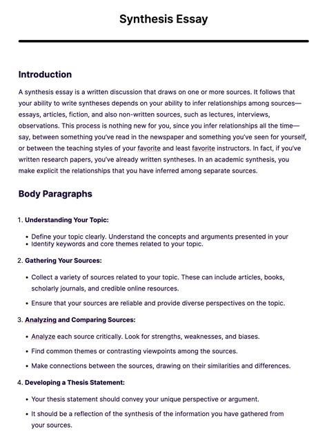 Synthesis Essay - 20+ Examples, Structure, How to Write, Tips, Pdf