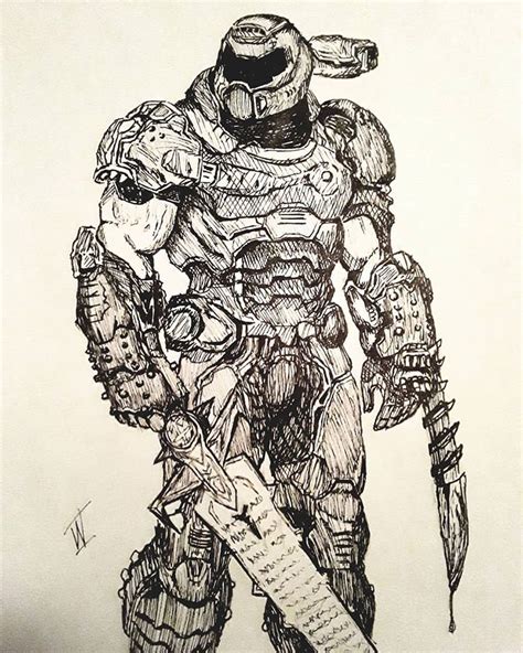 I really just finished playing DOOM Eternal and drew a picture of ...