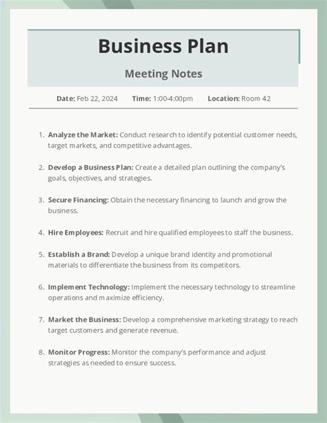 Free Word Template: Business Plan Template