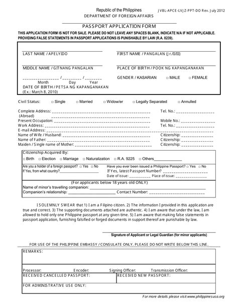 Printable Passport Application Form Philippines - Printable Forms Free ...