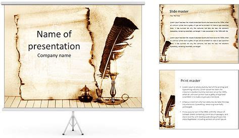 Feather And Papyrus PowerPoint Template | Powerpoint design templates ...