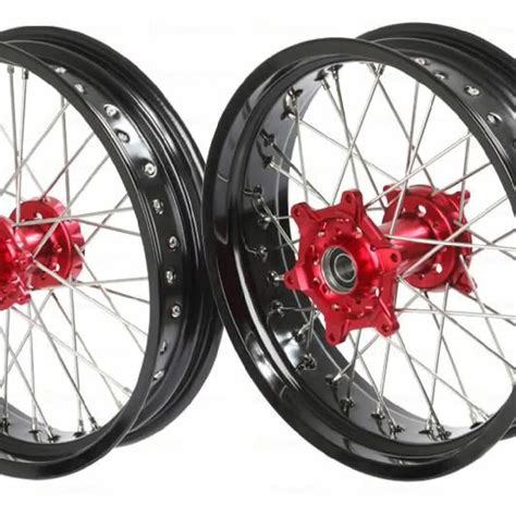 Motorcycle Wheels: Crf Supermoto Wheelsets: Red Hubs With Black Rims 3. ...