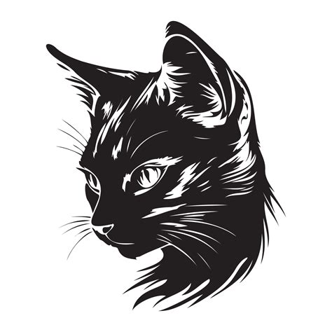 Cat Face, Silhouettes Cat Face SVG, black and white Cat vector 22664797 ...