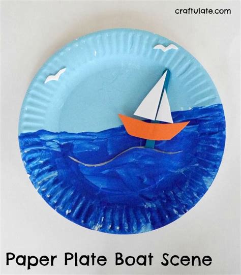 Paper Plate Boat Scene - a fun craft for kids with movable boat Boat ...