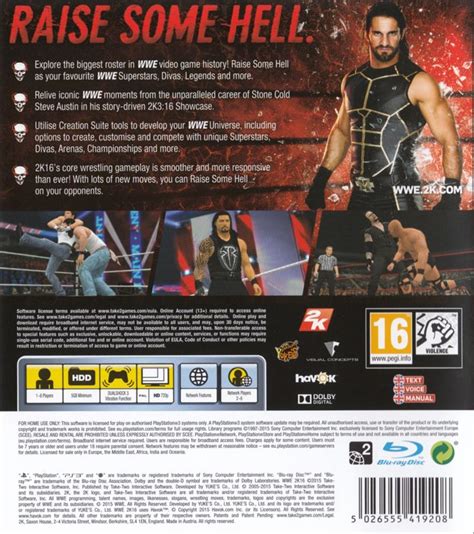 WWE 2K16 cover or packaging material - MobyGames