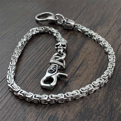 Badass Silver Long Skull Biker Wallet CHain jeans chain jean chain ...