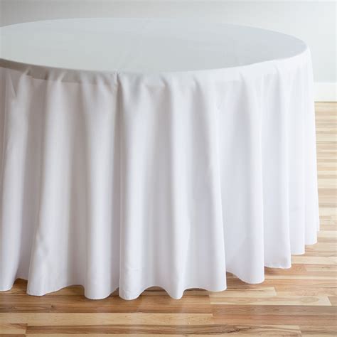 Check out the deal on 120 in. Round Polyester Tablecloth White at Linen ...