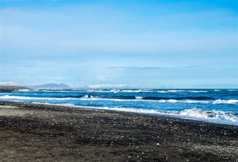 Black Sand Beach in Iceland in Winter Season Stock Photo - Image of ...