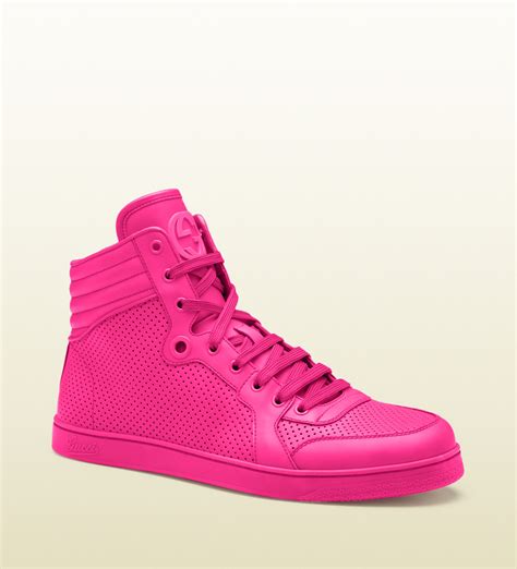 Gucci Neon Pink Leather Hightop Sneakers for Men - Lyst