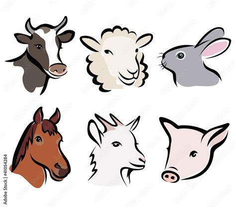 farm animal set of symbols Stock Vector | Adobe Stock