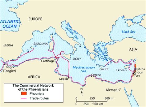 Map of Phoenicia and its Mediterranean trade routes | Download ...