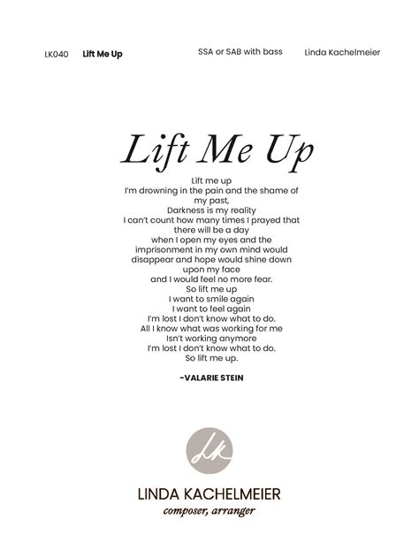 Lift Me Up – Linda Kachelmeier