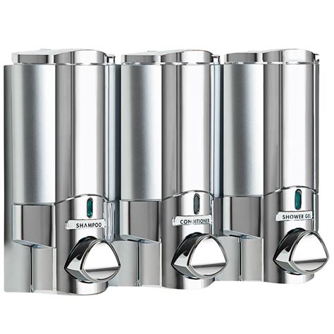 Dispenser Amenities 37344 Aviva 30 oz. Chrome 3-Chamber Wall Mounted ...