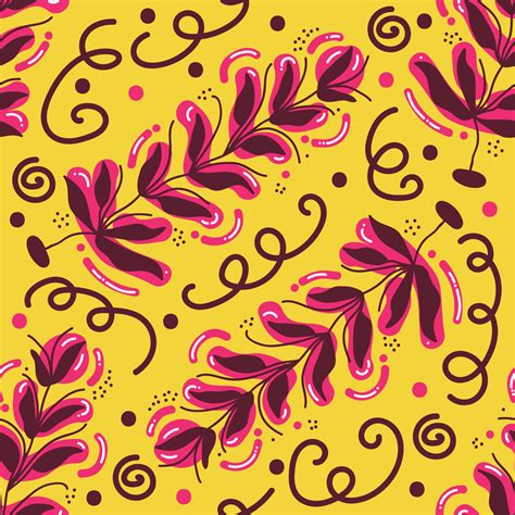 Seamless Floral Pattern in Retro 90s Style. Cute Botanical Contemporary ...