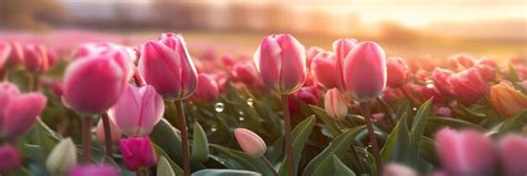 Premium AI Image | A field of tulips at sunrise Generative AI