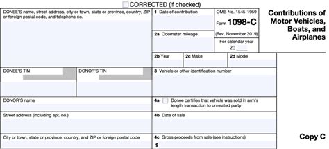 IRS Form 1098-C Instructions - Qualified Vehicle Contributions