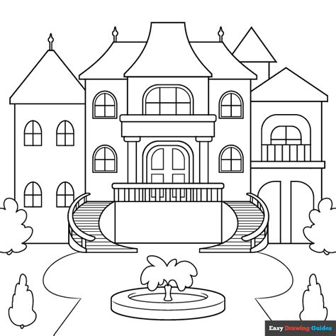 Mansion Coloring Page | Easy Drawing Guides