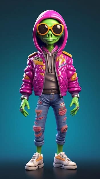 Premium AI Image | Alien rapper urban comics character 3d full size ...