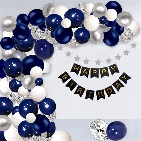 Kiena Balloon Garland Set Birthday Decorations Men, Navy Blue White ...