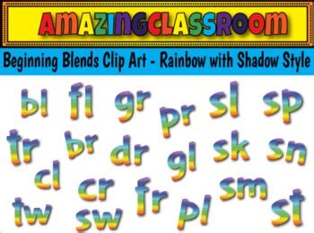 Beginning Blends Clip Art Rainbow Style by Workaholic NBCT | TPT