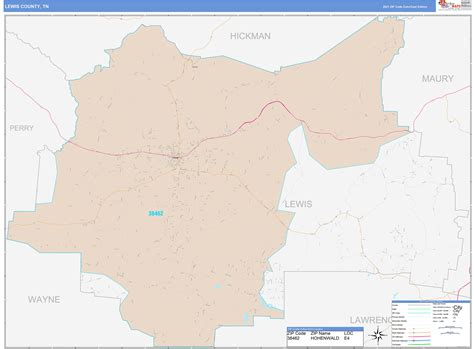 Lewis County, TN Wall Map Color Cast Style by MarketMAPS - MapSales