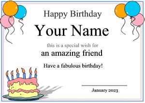 Birthday Certificate Templates