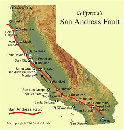 San Andreas Fault Line - Fault Zone Map and Photos